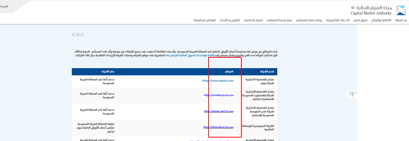 شركات غير مرخصة من هيئة السوق المالية