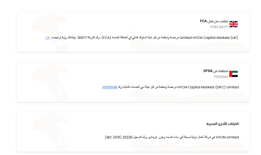تراخيص HYCM 