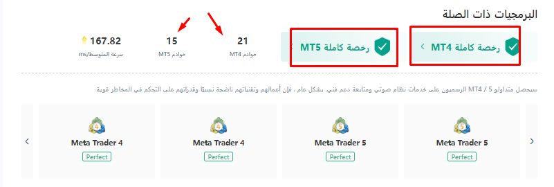 رخص الميتاتريدر وعدد الخوادم لشركة Vantage Markets