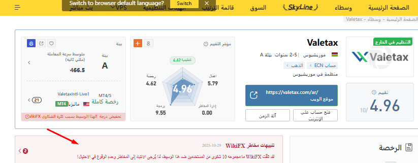 شكاوي على Valetax من موقع WikiFX 
