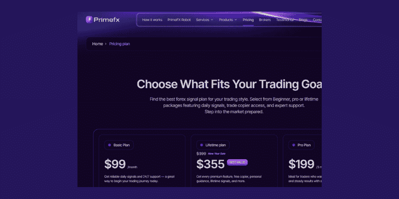 أسعار توصيات الذهب مع PrimeFX Signals