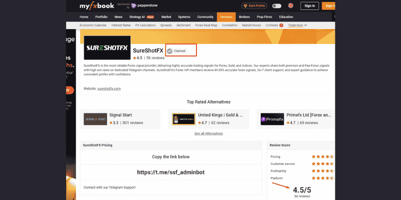 تقييم SureShotFX على موقع myfxbook