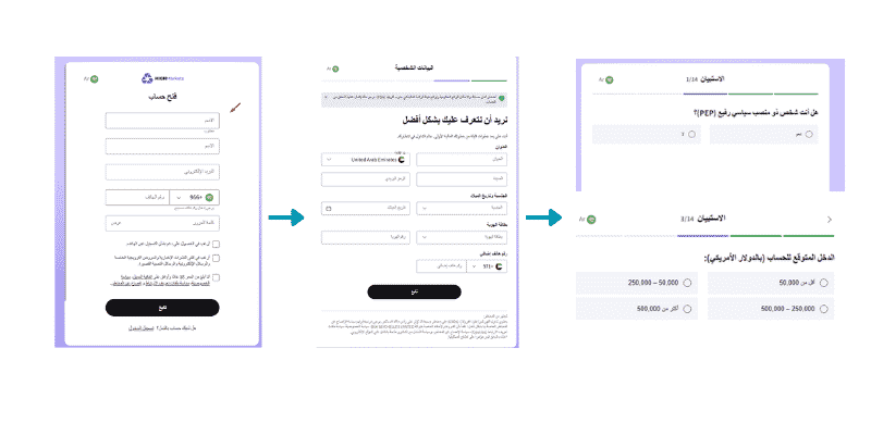 خطوات فتح الحساب في HighMarkets
